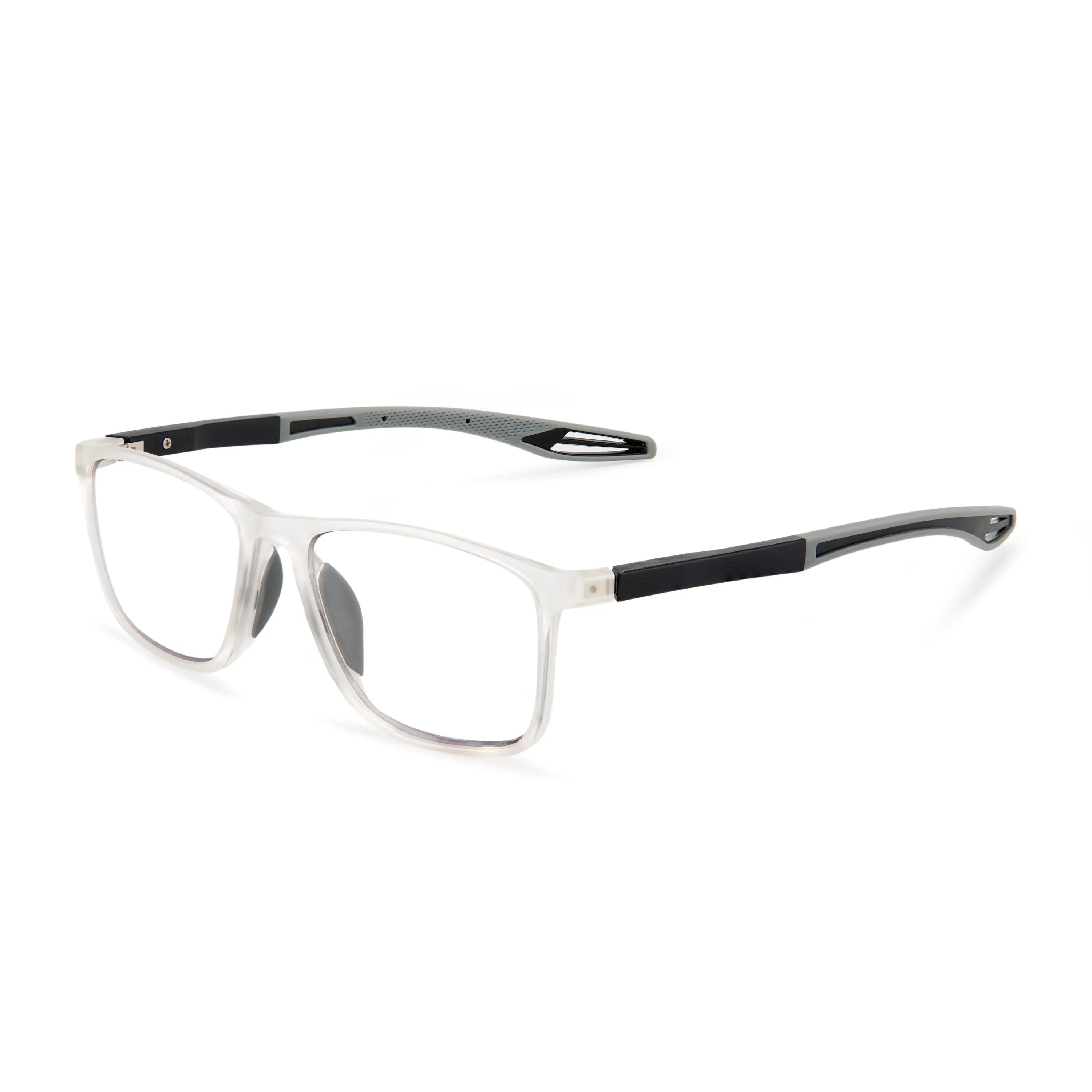 OpticVisionPro multifocal reading glasses in crystal clear with black temples